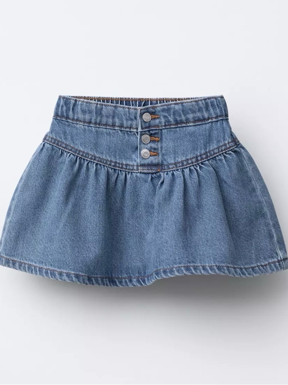 Zara Girls Denim Skirt in Light Blue with Button Front